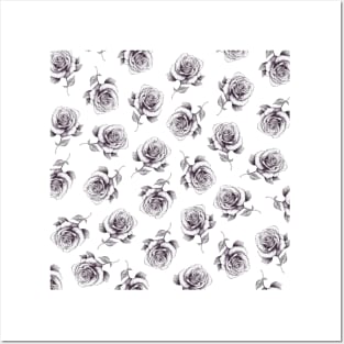 Ink Rose Pattern Posters and Art